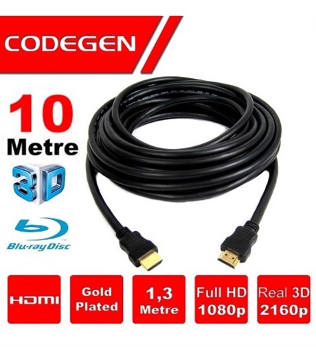 Mb Teknoloji | Bilgisayar Elektronik Gaming Ekipmanlar | CODEGEN HDMI 10METRE CPS100 HDMI 1.4V  2K 3D GOLD KABLO | CODEGEN HDMI 10METRE CPS100 HDMI 1.4V  2K 3D GOLD KABLO | CODEGEN HDMI 10METRE CPS100 HDMI 1.4V  2K 3D GOLD KABLO | 2332712004952 | Mb Teknoloji | Bilgisayar Elektronik Gaming Ekipmanlar | B03405 | Kablolar | Codegen | MB Teknoloji Gaming Ürünler Bil