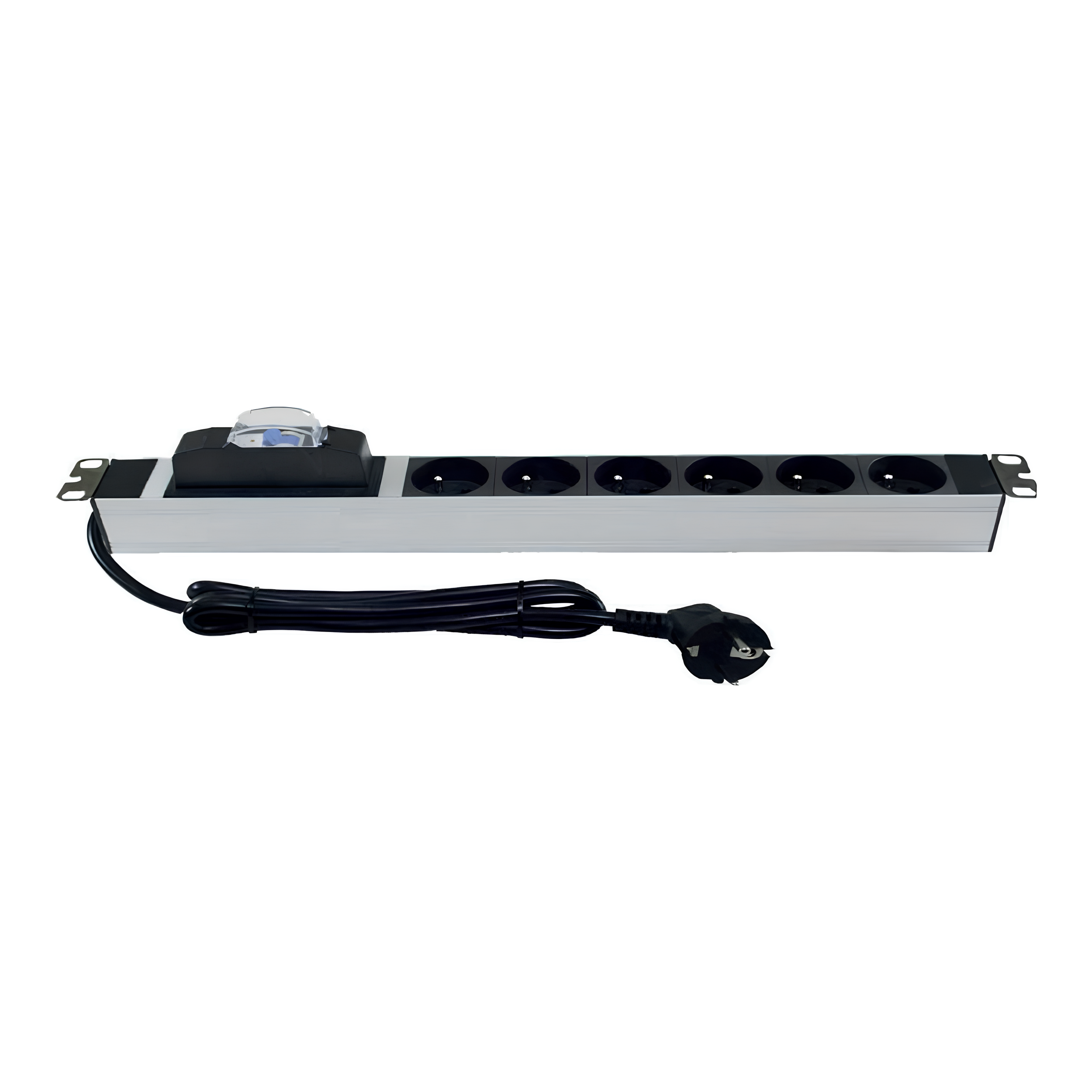 AGER 19" 1U 6lı Sigortalı Priz Modülü Metal Gövdeli 6XDIN49440