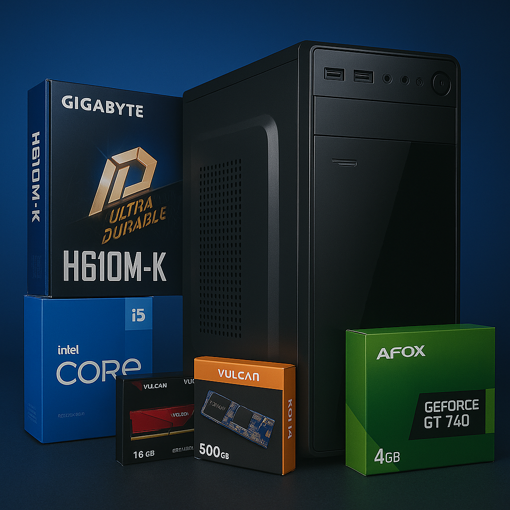 BSD HAZIR PC-H610M-K/i5 12400F/16 GB DDR4 CL16 3200MHZ/500GB M2 SSD/4GB GT740/350W FDOS MASAÜSTÜ PC