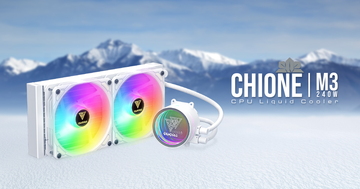 GAMDIAS CHIONE M3-240W 240MM WHITE EDITION LGA1200/AM4-LGA1700/AM5 SOKET ARGB SIVI SOĞUTMA