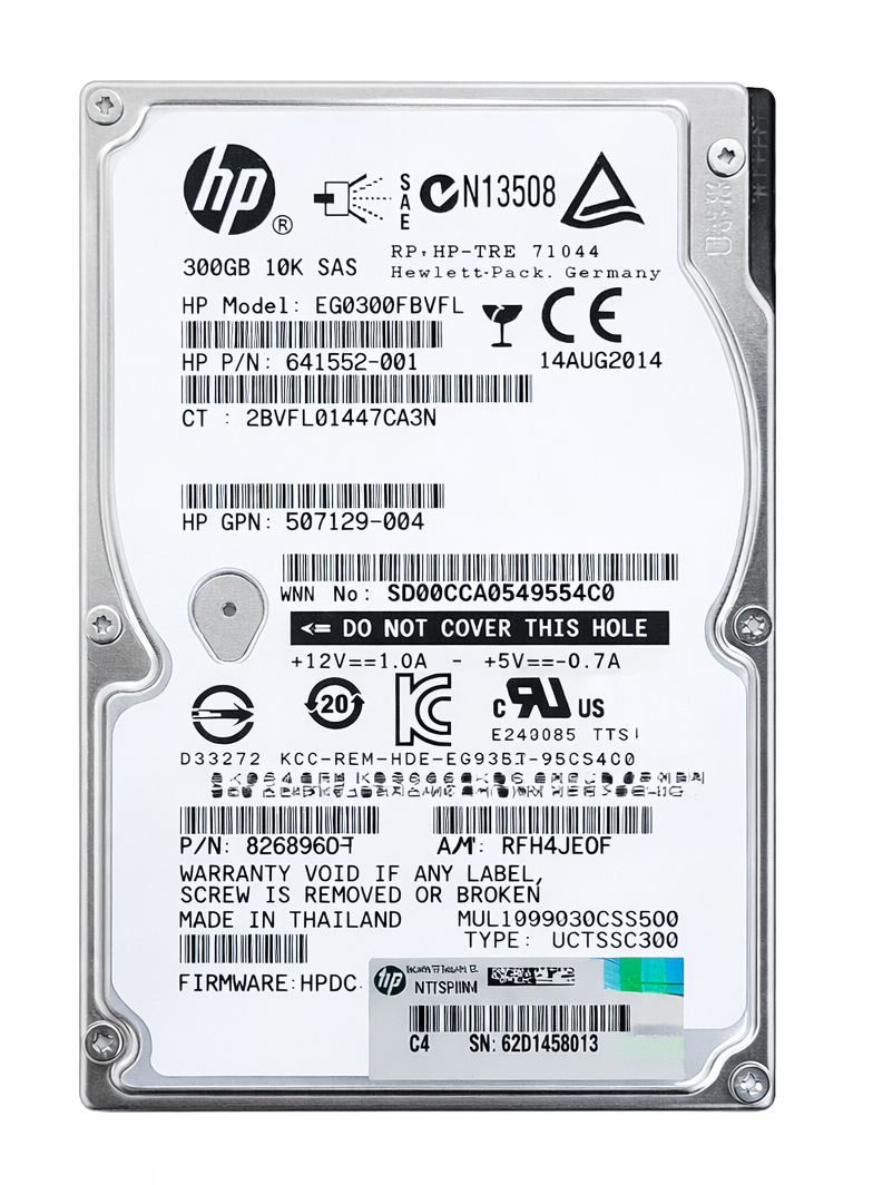 HP Enterprise 300GB 10K RPM 2.5” SAS HDD EG0300FBVFL KUTUSUZ