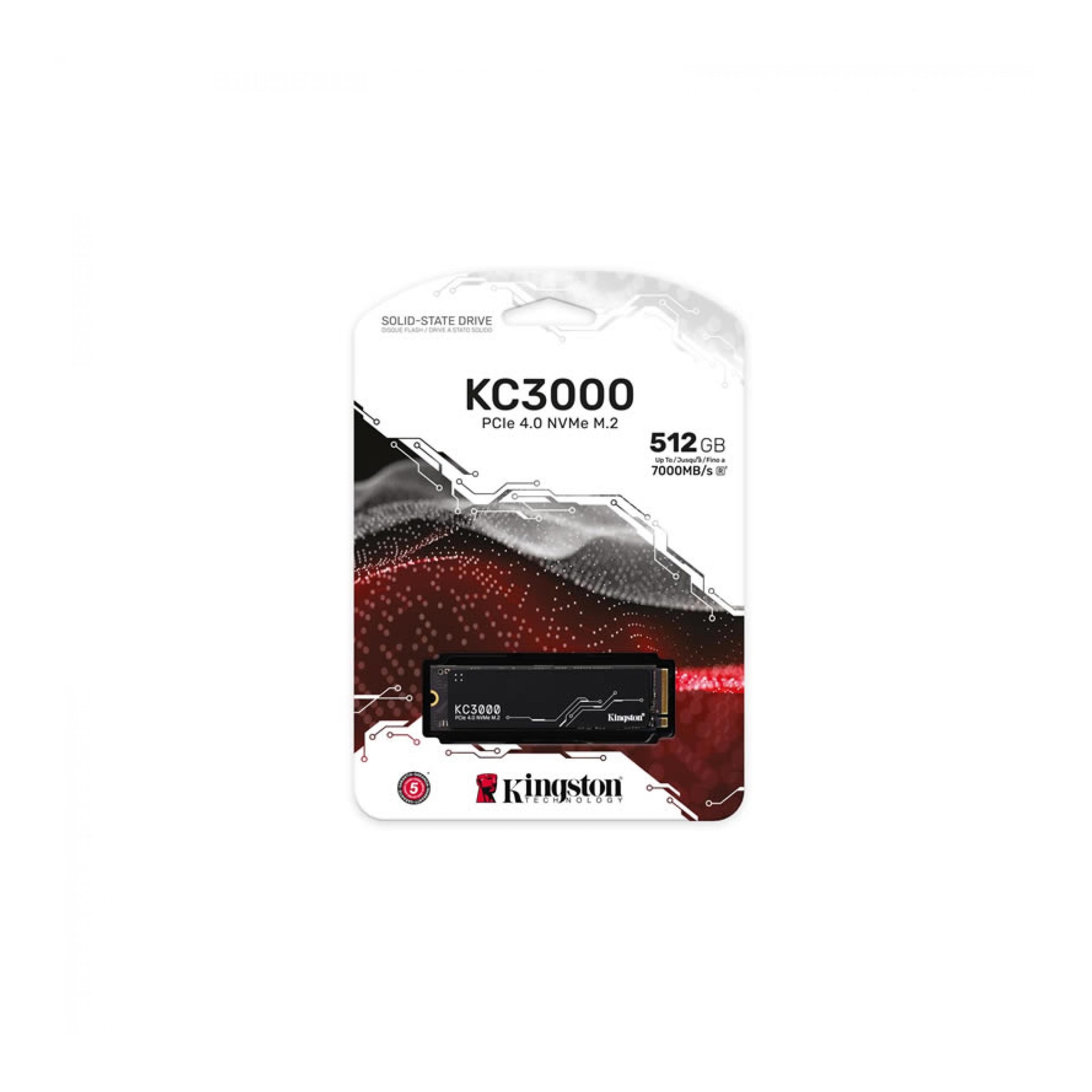 Kingston KC3000 512GB PCIe 4.0 x4 M.2 22x80 NVMe 7000-3900 SSD SKC3000S/512G