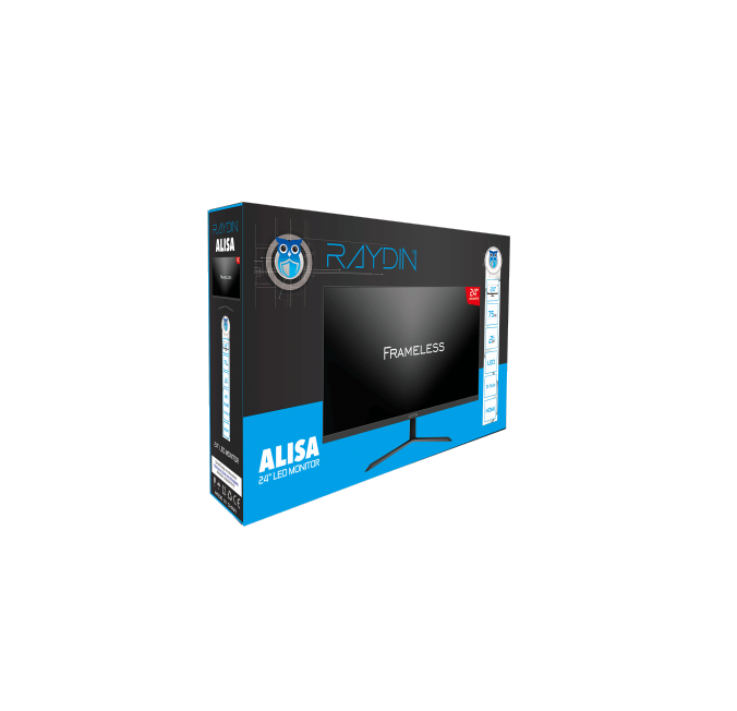 Raydın Alısa 24" 2Ms 75Hz Full Hd D-Sub Hdmı Frameless Va Led Monitör (Siyah) - Görsel 2